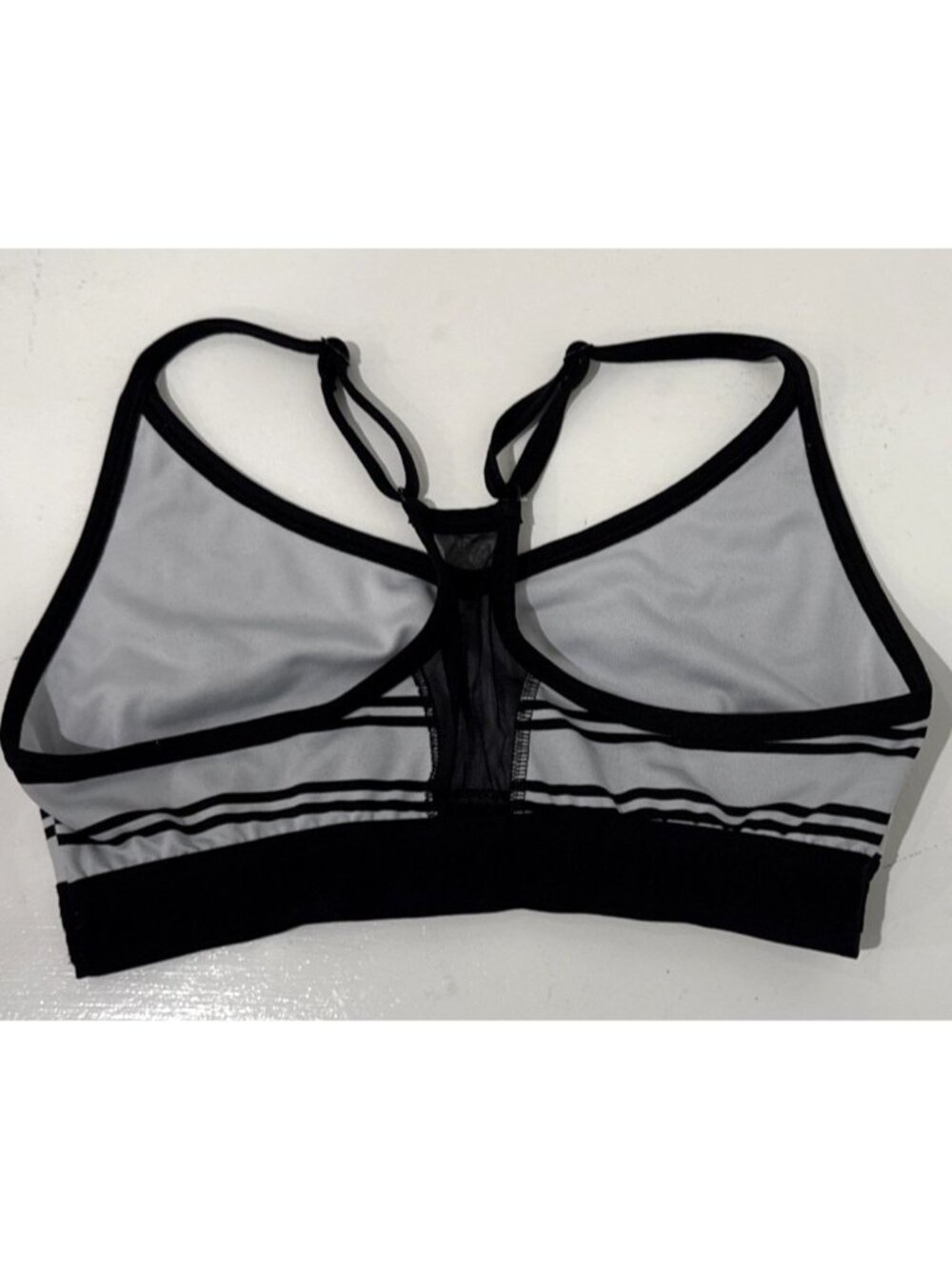 Victoria Secret Pink Ultimate Lightly Lined Gray Black Racerback Sports Bra Sz L - Picture 3 of 5